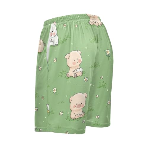 Men's Short Pajama Bottoms Farm Cartoon Pigs Home Casual Sleep Pants2