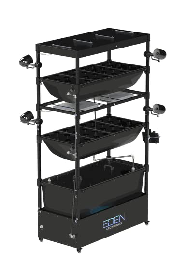 Turn Key, 64 Plants, Hydroponic/Aeroponic/Aquaponic, Fully Automated, Vertical Grow System with 60Gal Reservoir for Fruits, Vegetables and Root Vegetables