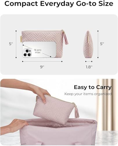 Image of BAGSMART Makeup Bag Travel Cosmetic Bag, Double-layer,Pink, IV-Purple-1 pcs, Small, Compact