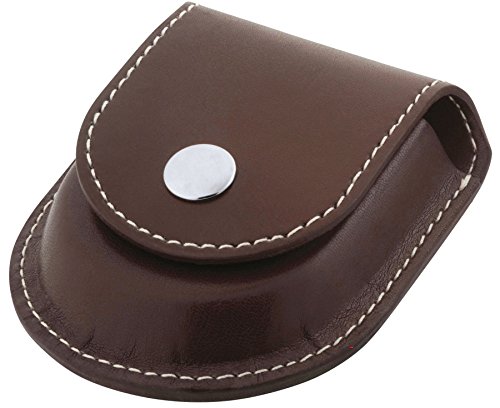 I LUV LTD Belt Loop Case for Pocket Watch Brown Leatherette   Chrome Button   Gents Gift