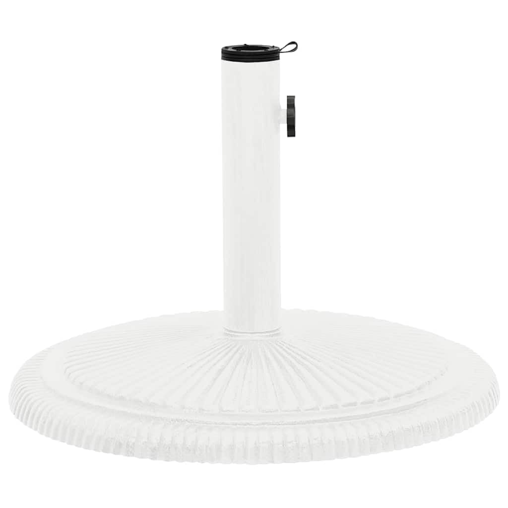 Stojak na parasol przeciwsłoneczny, biały, żeliwo, 45 x 45 x 30 cm, z adapterem do drążków parasoli 35-48 mm, na balkon, taras, do ogrodu, stabilna podstawa parasola z dekoracyjnym kwiatowym