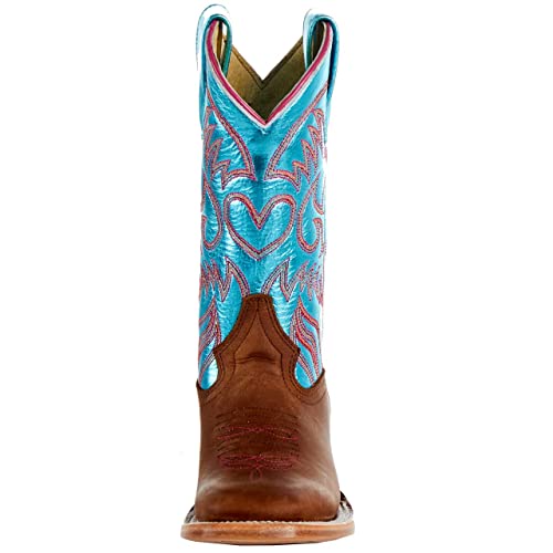 Macie Bean Kids Crazy horse with Metallic Turquoise Top Boot Brown 5Y2