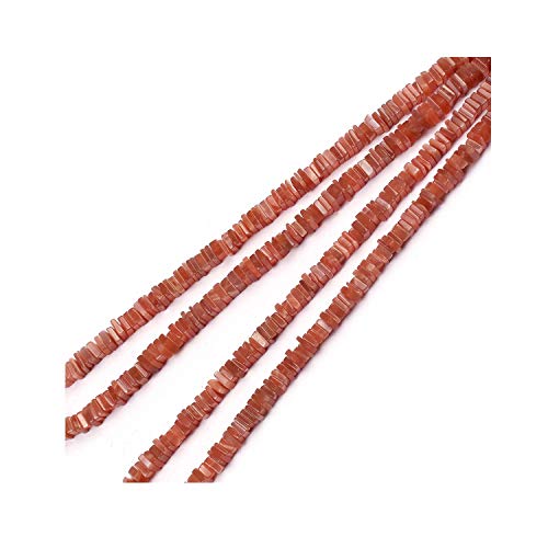 Perles Heishi carrées en pierre de lune pêche 5-6mm pour création de bijoux