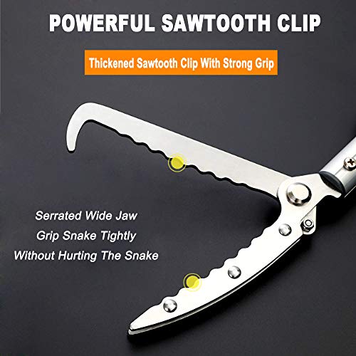 Image of Snake Tong Rattle Snake Reptile Catcher Grabber,with Wide Jaw and Comfortable Grip Handle, Handling Tool Equipped with Snake Hook and Bagging,More Professional (43 Inch（110cm）)