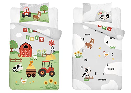 Farm Farmyard Animals Trattore Bambino Lettino Lettino Bambino Culla Set Biancheria da Letto (90 x 120 cm)