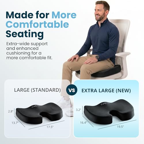 Image of ComfiLife Extra Large Gel & Memory Foam Seat Cushion - Doctor Recommended Office Chair Cushion, Car Seat Cushion - Back & Sciatica Pain Relief - Wide Seat Cushion for Big & Tall (Black)