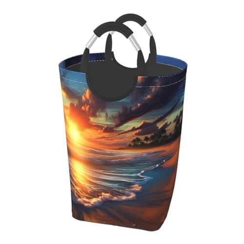 Sunset Beach - Cesto de ropa sucia para baño, impermeable, con asas, 50 l
