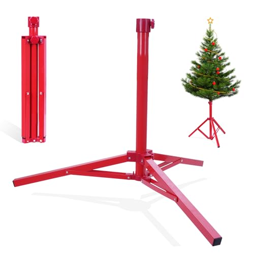 GREZJXC Christmas Tree Stand Christmas Tree Holder Artificial Christmas TreeHeavy Duty Christmas Tree Holder for Real Trees Fits up to 1.0 Inches Tree Insertion Red
