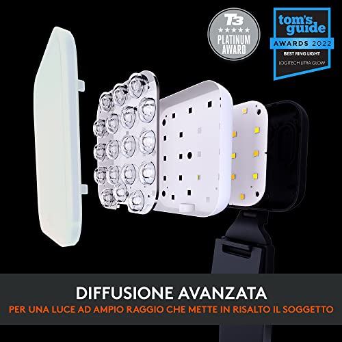 Litra Glow Luce LED Streaming Premium - Grafite Brio 500 Webcam Full HD Correzione Luce, Auto-Framing, Funziona con Microsoft Teams, Google Meet, Zoom - PC / Mac - Bianco - Webcam - Immagine 3