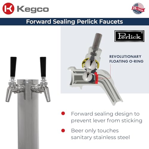 Image of Kegco Kegerator 24 inch Wide Dual Tap Black /Stainless Steel Commercial Beer Dispenser HK38BSC-L-2