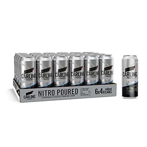 Carling Premier Nitro Poured Lager Beer 24 x 440 ml (cans)