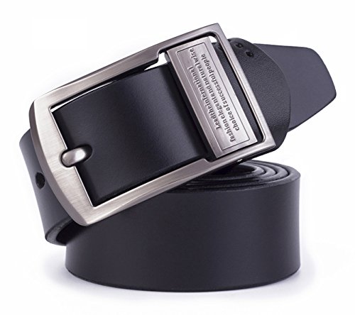 MRACSIY Mens Leather Belt Pin Buckle Antique Casual Style Belt (Black 01)