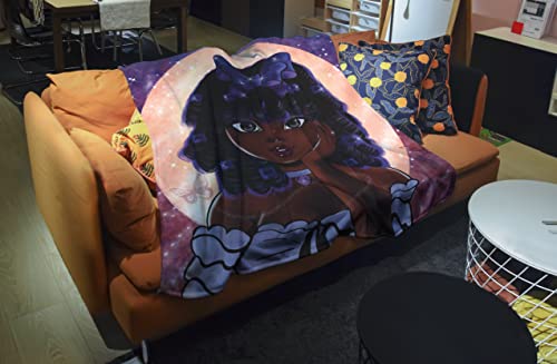 Sunnycitron Kids Throw Blanket African American Black Girl Blanket Girls Flannel Blanket-50 X60Inch Plush Sherpa Blanket Nap For Sofa,Chair, Office Ultra Soft -Fade Resistant（130 * 150Cm） #TOP3