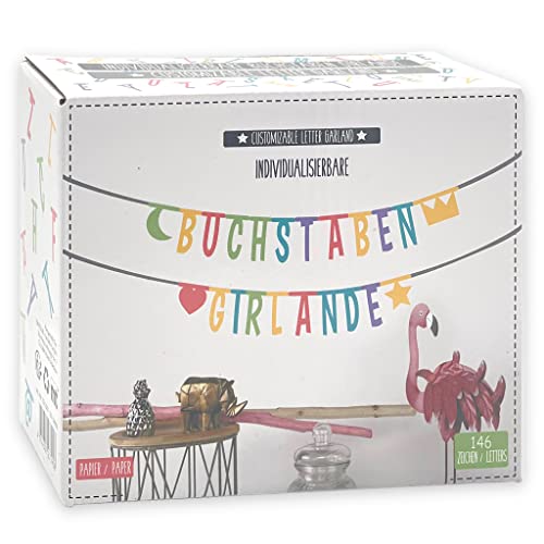 Guirnalda de letras, personalizable, para cumpleaños, bodas, fiestas, despedidas de soltero, de papel, con 146 caracteres, números de letras, reutilizables, multicolor