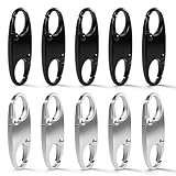 Chiusura lampo con ciondolo a cerniera, 10 pezzi, chiusura antifurto, per bagagli, zaino, borsa, portafoglio, chiusura lampo, gadget da viaggio (nero, argento)