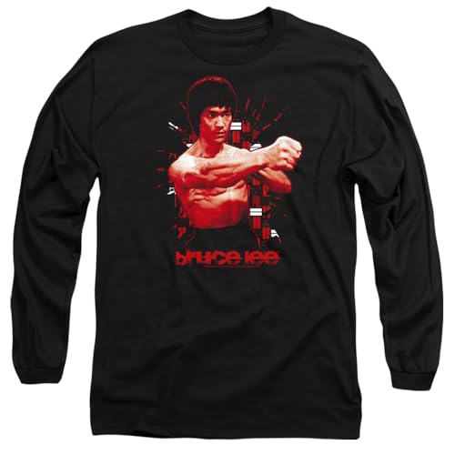 T-shirt Bruce Lee Shattering Fist manches longues noir mixte en coton