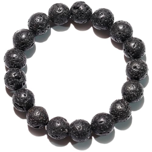 Bracelets de perles rondes de 12 mm pierres semi précieuses cristaux unisexe 7 pouces