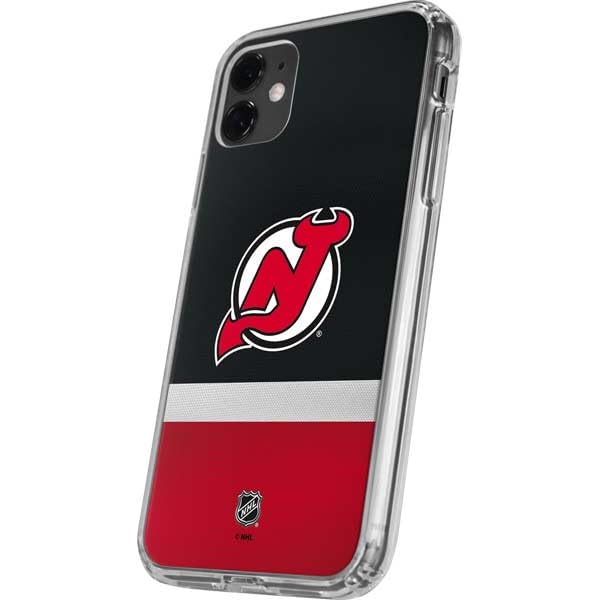 Skinit Clear Phone Case Compatible with iPhone 11 - Officially Licensed NHL New Jersey Devils Jersey Design