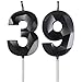 Yiran Geburtstagskerzen Zahlen 39 Schwarz, Tortendeko Geburtstag, Kuchendeko Geburtstag, Geburtstagskerzen für Geburtstagsdeko, Nummer 39