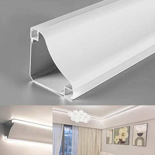 Moulure de plafond LED en aluminium robuste de 6,5 m avec diffuseur pour éclairage indirect - 2