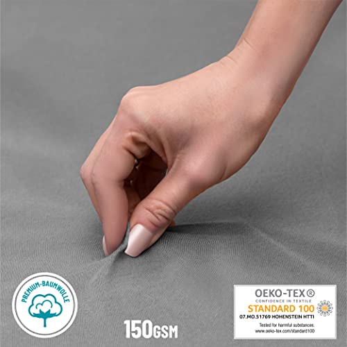 Kissenbezug 40 x 80 (Set mit 2) - 100% Jersey Baumwolle 150 g/qm Kissenbezüge -Anthrazit - Für Kissen 40 x 80 cm… – Bild 4