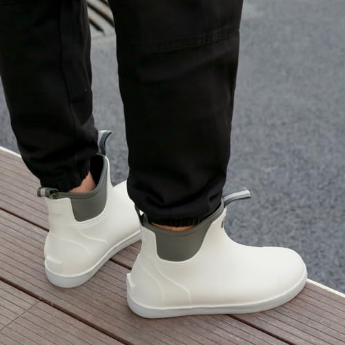 Image of Rain Boots for Men, Waterproof Ankle Mens Deck Boots Anti-Slip Comfort Rubber Boots Chelsea Garden Shoes for Yard Fishing Outdoor Work