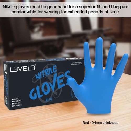 Image of L3 Level 3 Nitrile Gloves - Professional Heavy Duty Disposable Gloves - Latex Free - Fits Snug - Box of 100