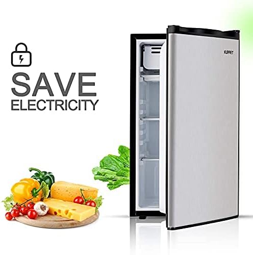 Single Door Mini Fridge, 3.2 Cu.Ft,Compact Refrigerator-Small Drink Food Storage Machine for Dorm, Garage, Camper, Basement or Office, Stainless Steel, silver, 17.5 x 19.1 x 31.2 inches