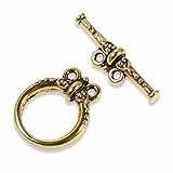 22K Gold Plated Pewter Heirloom 2 Loop Toggle Clasp 15mm (1)