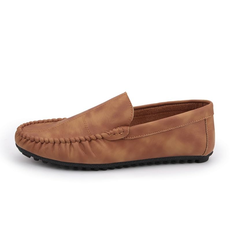Loafers for Men Round Toe PU Leather Loafer Shoes Comfortable Lightweight Flexible Casual Slip On2