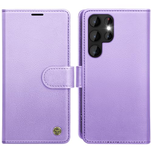 Étui portefeuille Samsung S22 Ultra violet en cuir avec blocage RFID