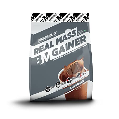 Image of Bigmuscles Nutrition Real Mass Gainer [5 Kg, Chocolate] 1000 Calories & Crude Whey 2kg