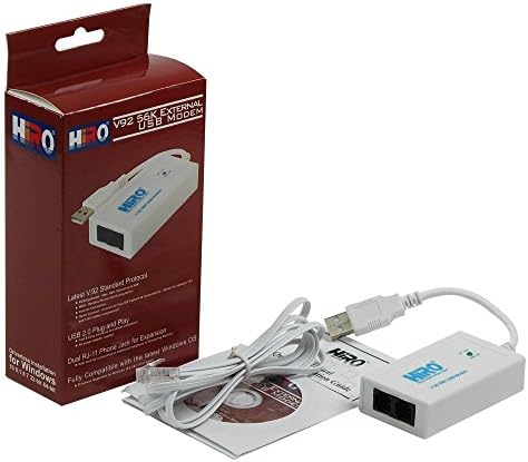 HiRO V92 56K External USB Data Fax Dial Up Internet Modem Dual Port Built in Buzzer Truly Plug n Play Driverless Installation Built in Driver Windows 10, 8.1, 8, 7, 32-bit 64-bit (H50228)