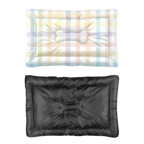 Rainbow Plaid Pet Bed Pad Non Slip Bottom Rectangle Cat Bed Anti Chew Dog Pad Pet Winter Supplies Multi Scenario Multi Model Dog Mat Gift Printed Outdoor Flat Mat 24× 18 Inch