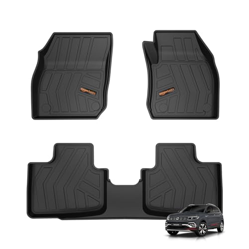 Image of Amazon Basics - 5D Car Floor Mats for Volkswagen Taigun (Sep 2021-Present) | Black | All-Weather Protection | Custom Fit| TPE