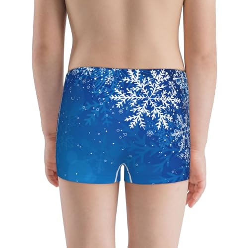 Boys' Cotton Boxer Brief Soft Underwear-Blue Christmas With Snowflakes3