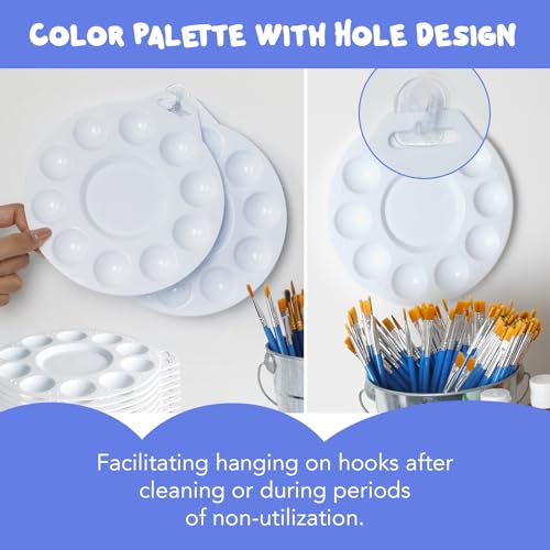 Image of 30Pcs Paint Tray Palettes, Plastic Paint Pallets with Hanging Hole for Teachers or Students to Paints on School Project, Art Class or Have a Birthday Painting Part (Pack of 4)