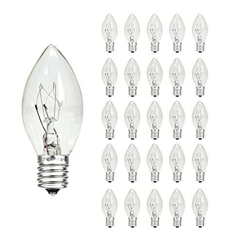 CHYParty 25PK C7 Clear Replacement Bulbs 5W Warm White Incandescent E12