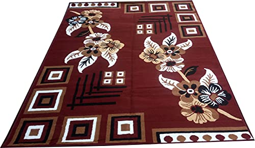 Image of Acrylic Rectangular Carpet for Hall | Mat for Living Room | 7x10 Feet Red | Anti-Skid Carpets | Carpet for Bedroom Floor | Galicha for Hall | Home & Decor (210x300 CM - Red Color)