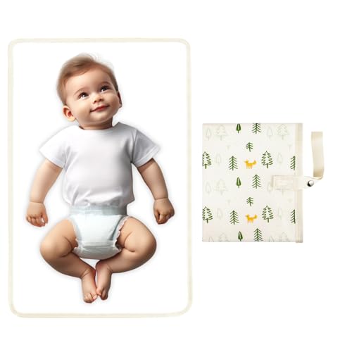 Portable Diaper Changing Pad for Baby - Waterproof Compact Changing Mat with Wrist Strap - Wipeable Travel Changing Pad for Diaper Bag - Gifts for Baby Shower by PHOEBUS BABY(Pink Flowers)