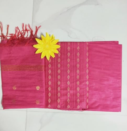 Image of STB-SILK TEXTILES BHAGALPUR Women's Bhagalpuri Cotton Silk Unstitched Salwar Suit Dress Material With Dupatta