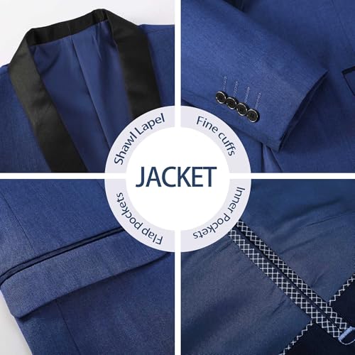 Men's 5 Piece Slim Tuxedos Prom Suit Male Groom Wedding Suit Tux Shawl Lapel One Button Jacket Vest Pants Shirt Set3