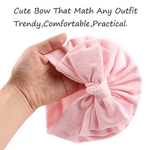 Peecabe 5-Pack Cotton Baby Hat Bow Beanie Cap For Baby Girls 0-36 Months Infant Toddler Hats Spring Summer Autumn (5Pcs-A) #TOP2