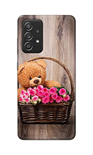 Image of PRINTFIDAA Roses and Teddy Bear in The Wicker Hard Back Cover for Samsung Galaxy A52 / A52 5G (6.5 inch) Back Cover -(P6) KAT1004