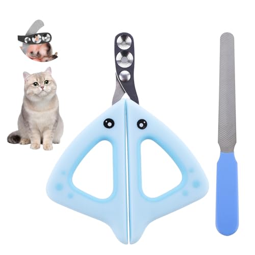 AOZUO Ciseaux à Griffes pour Chats avec Protection et Lime (Bleu)