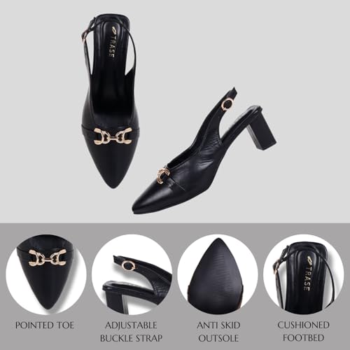 Image of TRASE Block Heels Sandals for Women, Flashy-I Stylish & Comfortable Footwear