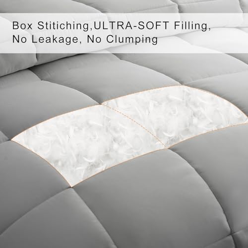 Image of COHOME Twin XL Size Warm Comforter - All-Season Duvet Insert | Down Alternative Comforter, Luxury Hotel Breathable Soft Blanket, Anti-Clump Tech & 8 Tabs, Reversible,Light Grey 68 inch x 92 inch