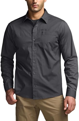 CQR Men's Long Sleeve Tactical Shirts, Ripstop Military Work Shirts, UPF 50+ Breathable Button Down Outdoor Hiking Shirt2