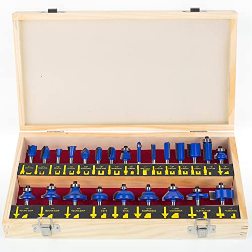 BAIDETS Router Bits Set 1/4 Inch Shank, 24 Pieces 1/4" Route...