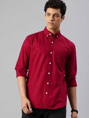 Image of Majestic Man Men's Solid Pure Cotton Casual Shirt - Slim Fit | Full Sleeves | Soft & Breathable Fabric